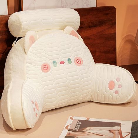Paquete de 1 almohada para el respaldo de la cama, almohada lumbar suave, con funda de almohada lavable, con reposabrazos, adecuada para sentarse, relajarse, mirar televisión, jugar o conducir en la c