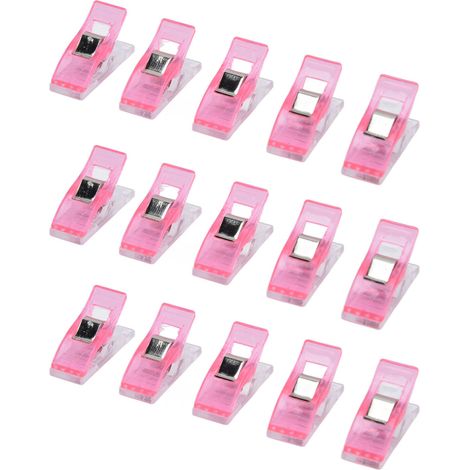 Pinces en plastique colorées, motif dessin animé, pour la couture, le positionnement, la fixation des bords et le séchage. Petites pinces en plastique rose. (1/5)