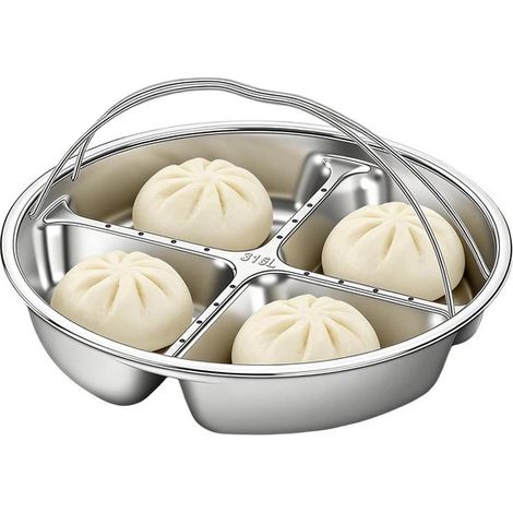 Fuente con compartimentos, Plato separado, Ideal para presentar aperitivos, Evita la transferencia de sabores, 22 cm de diámetro, Color plata (1/5)
