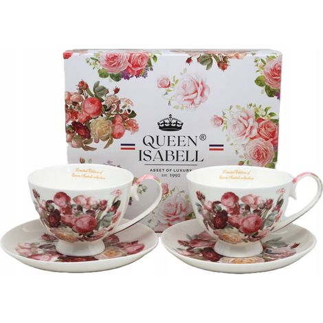 Juego de regalo de 2 tazas de porcelana de 250 ml, colección Rosa Clásica (1/5)