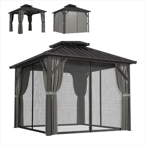 Tonnelle de jardin 3 x 3 m à toit double en acier galvanisé (1/5)