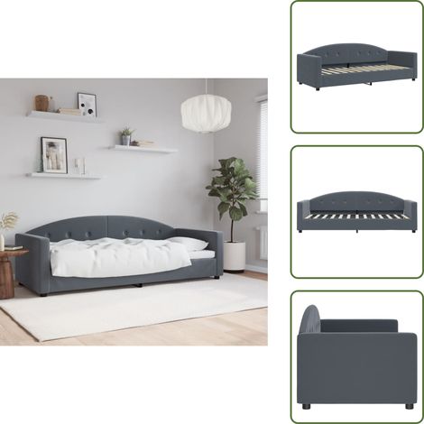 The Living Store Sofá cama terciopelo gris oscuro 80x200 cm - Sofá cama 2 en 1