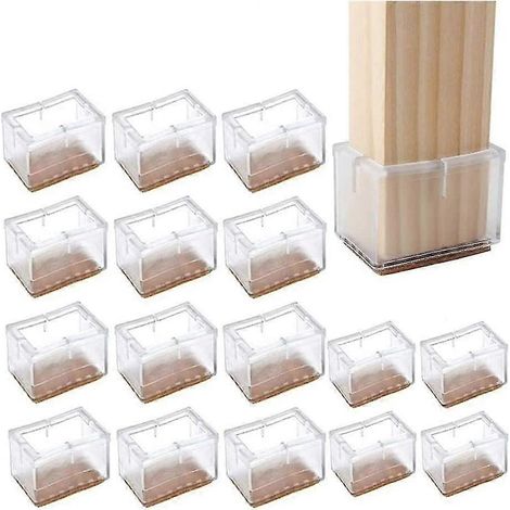 Embouts de pieds de chaise en silicone lot de 16 embouts rectangulaires cadeau de protection pour pieds de chaise (1/5)