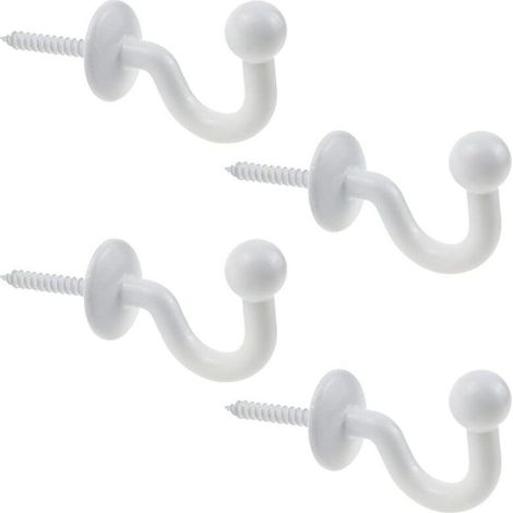 (blanc)Lot de 4 Crochets Rideaux Embrasses de 64mm en Métal Noir Retenue de Rideaux Muraux Embrasse à Rideau U Design Multifonctionnels pour Rassembler Les Rideaux et Crocher Les Vêtements ou Sacs (1/5)