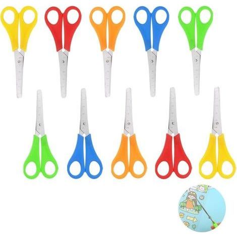 Set mit 10 Kinderscheren aus Edelstahl mit Zentimeter-Einteilung für Bastelarbeiten, 5 Farben (1/5)