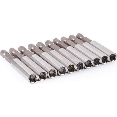 Lot de 10 rallonges de foret magnétiques à changement rapide 1/4" pour perceuse électrique, visseuse à percussion, 60 mm (1/5)