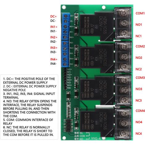 YYG-4 30A Vierkanal-Relaismodul / Steuerplatine / Optische Trennung / Mikrocontroller / SPS-Verstärkung / Hohe Leistung (1/4)