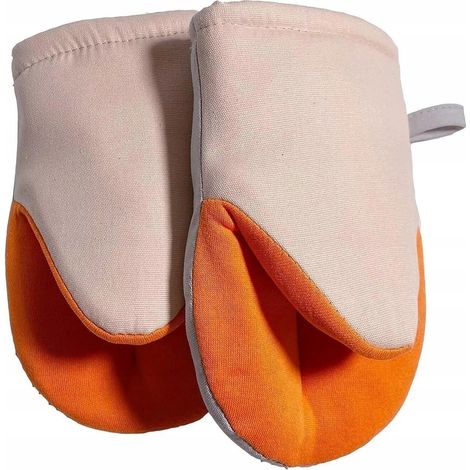 Guantes de cocina cortos de algodón, juego de 2, con protección para las patas. (1/3)