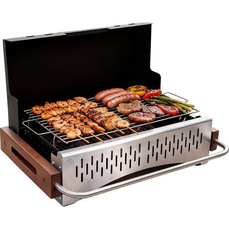 Gril Portable, Design Compact, Kit d'Ustensiles Complet, Avec trousse à outils (1/2)