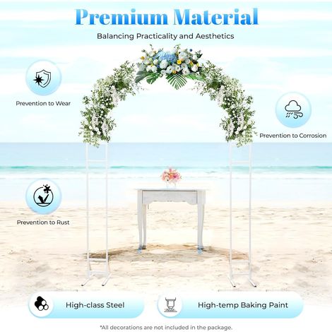 Arche de mariage - Support en métal - Support de fleurs - Blanc - 2,2 m - Avec base - Pour mariages, soirées dansantes et événements commerciaux, etc (1/5)