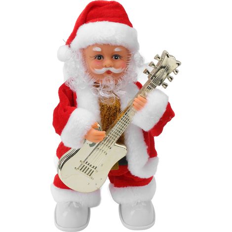 Figur eines alten Rockgitarristen, schwingende Weihnachtsdekoration, musikalischer Schmuck mit Bewegung, batteriebetrieben, festlicher Baumschmuck (1/5)