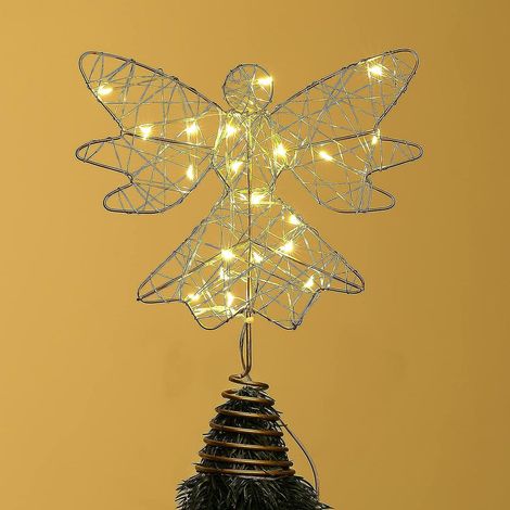 toile De Nol (dore) En Forme D'ange Avec Lampe Et Base Mtallique En Spirale, Alimente Par Piles, Dcoration Intrieure De Nol Pour La Maison, La Cha (1/5)