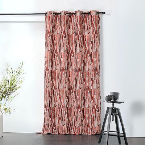 Rideau d'ameublement aux impressions abstraites Orange 135x240 cm (1/2)