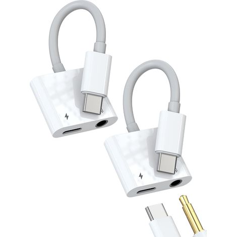 Adaptateur USB C Vers Jack 3.5mm Pour IPhone 16 15 (Lot de 2)connecteur Chargeur Casque Pour Apple Pour IPad Compatible Avec Samsung S24 Ultra Type C Audio écouteurs Splitter Câble AUXiliaire Voiture (1/5)