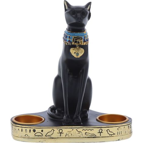 Statue de Chat Vintage en Résine Figurine Chandelier Bougeoir Décoration de Bureau Maison Mariage Cadeau (1/5)