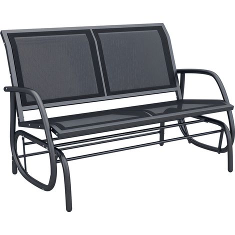 Outsunny – Banc à bascule 2 places en métal – Assise et dossier ergonomiques – Charge max 200 Kg – Dimensions 120x70x85 cm – Textilène haute densité