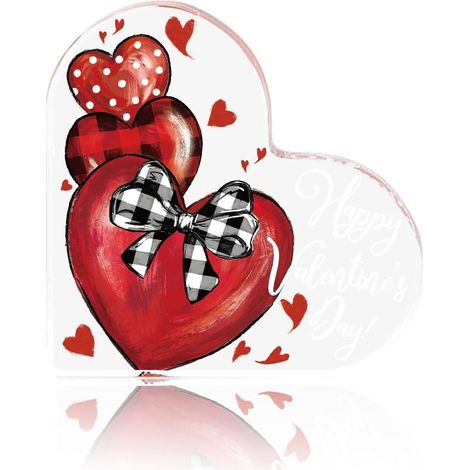 Plaque en acrylique cœur effet cristal, souvenir décoratif moderne, idée cadeau pour elle ou lui（10 cm) (1/4)