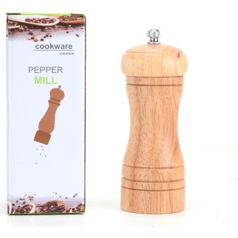 Moulin à poivre de 12,5 cm (5 pouces), moulin à sel et à poivre en bois de chêne et céramique (1/3)