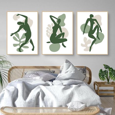 Poster Abstrakt Grün Blätter 3er Set Pflanzen Rahmenlos D 40x50cm (1/5)