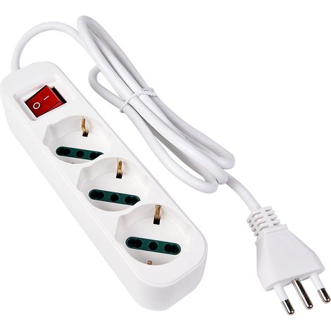 CIABATTA ELETTRICA MULTIPLA CON 3 PRESE BIPASSO SCHUKO 10/16A SPINA 2P+T - IDEALE PER CASA UFFICIO E DISPOSITIVI ELETTRONICI (1/2)