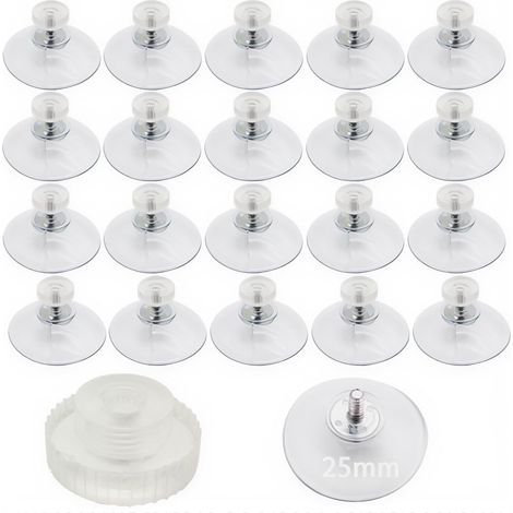 Ventouse en plastique transparente, avec 20 ventouses, ventouse diamètre 25 mm, écrous en plastique transparents filetés M4, convient pour la suspension quotidienne de fenêtres (1/5)