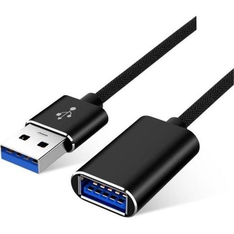 Câble USB 3.0 Rallonge 2M Compatible avec Clé USB Manette de Jeu,Disque Dur Externe,Clavier,Souris,Imprimante,Ordinateur Noir - (1/4)