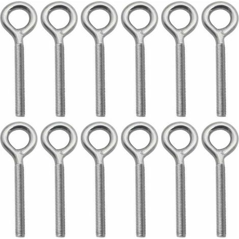 Lot de 12 Boulons à Oeil en 304 Acier Inoxydable Vis à Anneau Piton à Visser pour Balançoire Machine Extérieure - M4 (1/5)