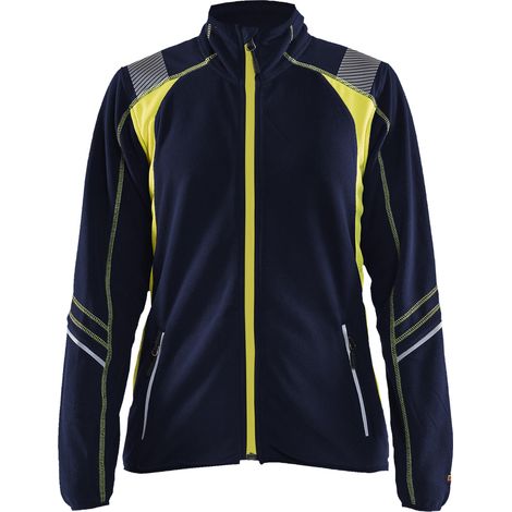 Giacca da lavoro in micropile con dettagli fluorescenti donna 4973 - Blu navy/Giallo fluorescente XS