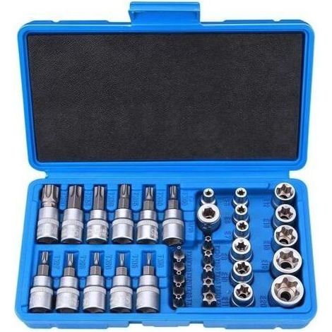 Juego de 34 llaves Torx de alta resistencia, llaves Torx hembra, juego de llaves Torx, puntas Torx, herramientas mecánicas para automóviles (1/4)