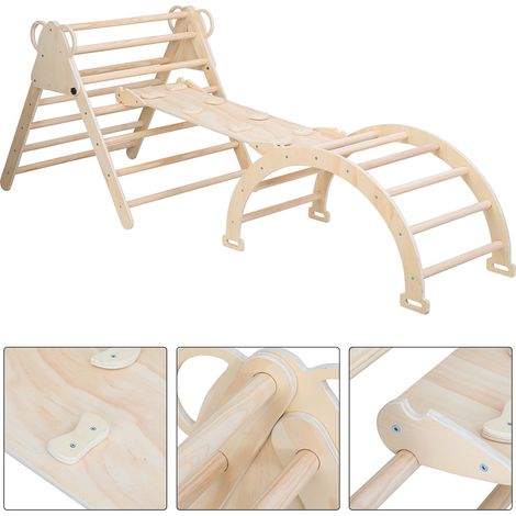 Randaco Kletterdreieck für Kinder Klettergerüst Holzspielzeug 60 kg Belastbar (1/5)