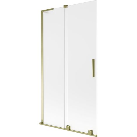 Mexen Velar L mampara de bañera corredera de 2 paneles 100 x 150 cm, escarchado, dorado - 896-100-003-31-50 (1/5)