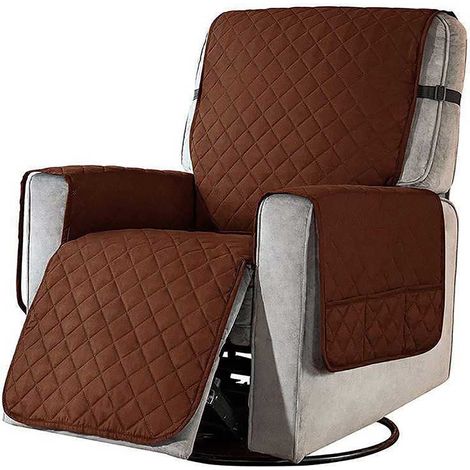 Housse De Fauteuil Inclinable - Réversible Avec Poches Latérales - Élastique Et Lavable En Machine - Pour Fauteuils Tissu Grand Modèle - 1 Pièce (1/5)