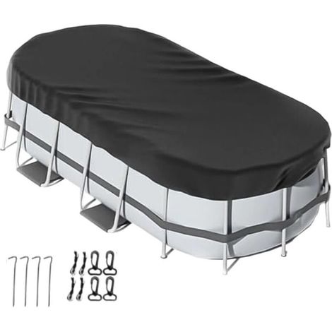 Housse ovale résistante et accessoires de protection pour piscines gonflables – 274 × 549 cm, étanche aux intempéries, adaptation parfaite pour bains extérieurs