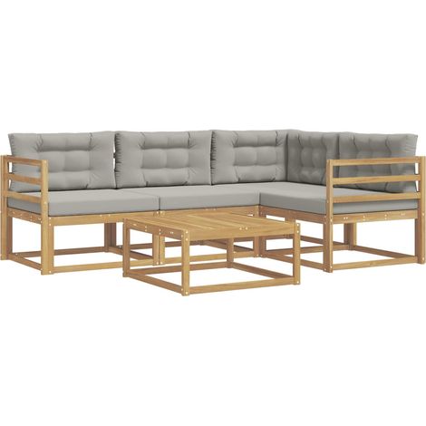 Conjunto de sofás de exterior 5 uds. Blanco y Gris Claro vidaXL (1/5)