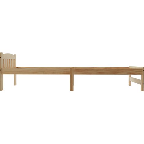 Cama individual de madera de pino natural 90x200 cm con cabecero y somier de láminas HOMVRA (1/5)