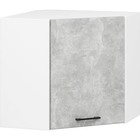 Hängeschrank für die Ecke Küche AKORD OLIWIA modular W60 Weiß 60 cm Tür 2 Ebenen Front Beton B60 x H58 x T30 cm (1/5)