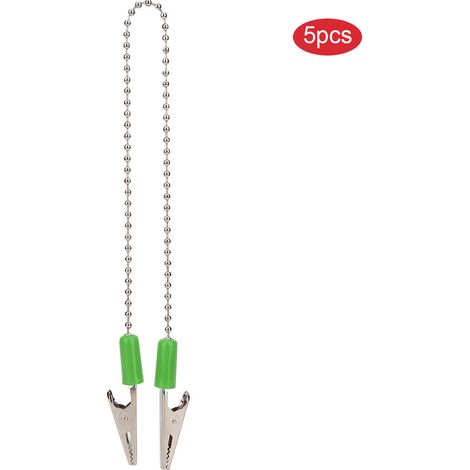 Lot de 5 pinces pour serviette dentaire avec chaîne à bille en acier flexible, accessoires de laboratoire dentaire, vert. (1/5)