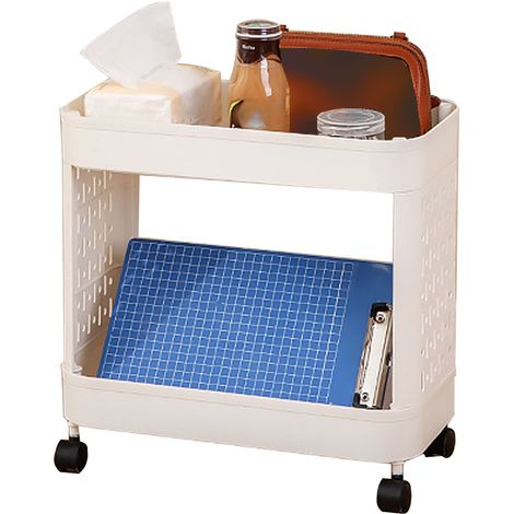 Mobile Bookshelf with Wheels Flexible Enhance Space Utilization Durability Rolling Storage Cart for Office 2 Layer (1/5)