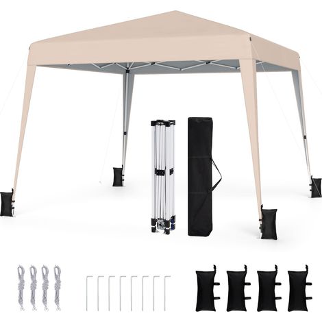 COSTWAY Gazebo 3X3 Esterno Giardino Terrazzo Campeggio Mercatini Fiere Spiaggia Tetto Grande Telo Tessuto Oxford Robusto Resistente Raggi Sole Vento Pieghevol (1/5)