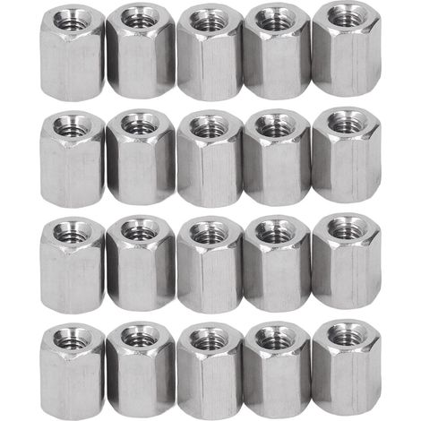 20 Pièces M4 x 0.7 8L Longueur 10mm 6 Écrous de Connecteur Écrou de Couplage Hexagonal Antirouille en Acier Inoxydable, Écrou à Manchon Hexagonal Attaches Filetées (1/5)