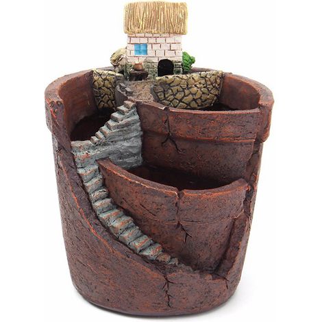 Maceta de micropaisaje, jardín colgante, mundo de cuento de hadas, suculenta en maceta, casa de plantas, decoración de resina (1/5)
