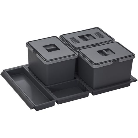 Abfallsammler Metropolis 15+15+15L mit Deckel Müllsystem für Auszug Korpusbreite 80 cm (1/5)