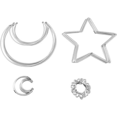 Attrape-rêves Lune et Étoile avec anneaux métalliques et corde tressée circulaire, idéal pour la fabrication d'attrape-rêves et la décoration murale. (1/4)