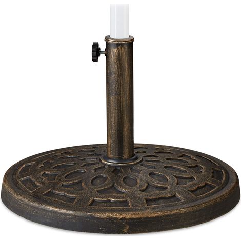 Relaxdays Base per Ombrellone, per Aste da 38-50 mm, Resistente alle Intemperie, Giardino & Balcone, Ø 49,5 cm, Marrone (1/5)