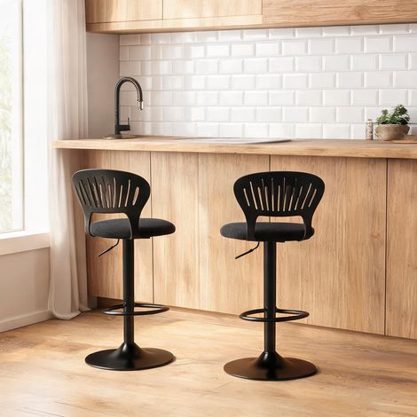 Tabouret de bar negro en lino Sintético métal 43 x 40,5 x 105 cm (1/5)