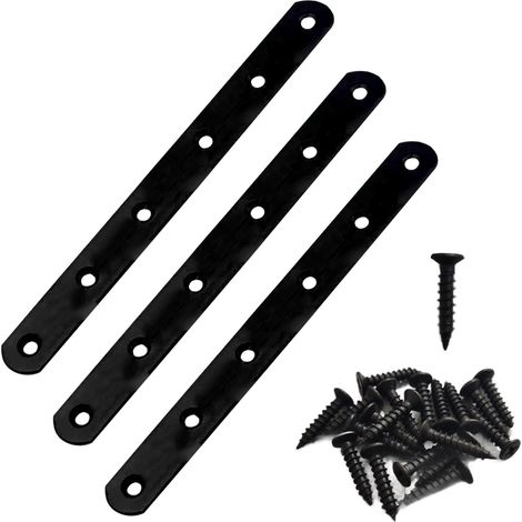 Support Métallique Pour Réparation Bois - Plaque De Liaison Droite En Acier Inoxydable Brossé 4 mm - 300 x 25 mm - 4 Pièces (1/5)