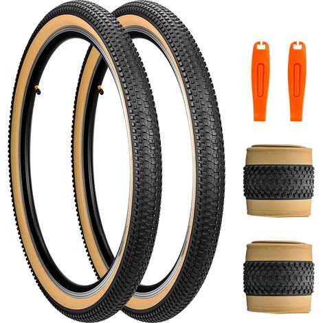 Lot de 2 pneus de VTT pliables 24/26/27,5" 24/26/27,5 x 2,125 pour VTT, VTT, vélo d'enfant, vélo cruiser, vélo commun (1/5)