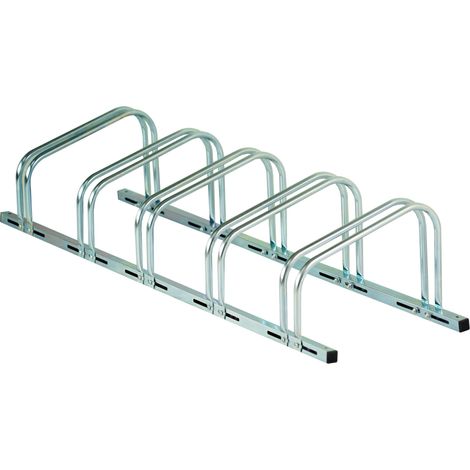 SCHULTE Regalwelt Bicycle Parking Stand, for 5 parking spaces, approx. 137x26x37 cm (LxHxW), modular, galvanized (1/4)