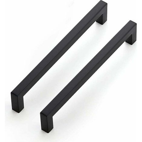 Juego de 10 tiradores negros de 192 mm para armarios de cocina, tiradores de cajón de acero inoxidable, tiradores de puerta negros para armarios de cocina - Crezuo (1/4)