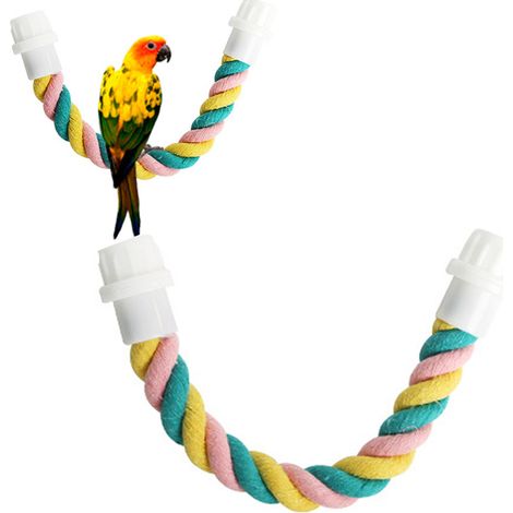 Perche En Corde Pour Oiseaux - Corde Élastique Avec Métal Flexible - Pour Volière Intérieure Et Extérieure - 1 Pièce (1/5)